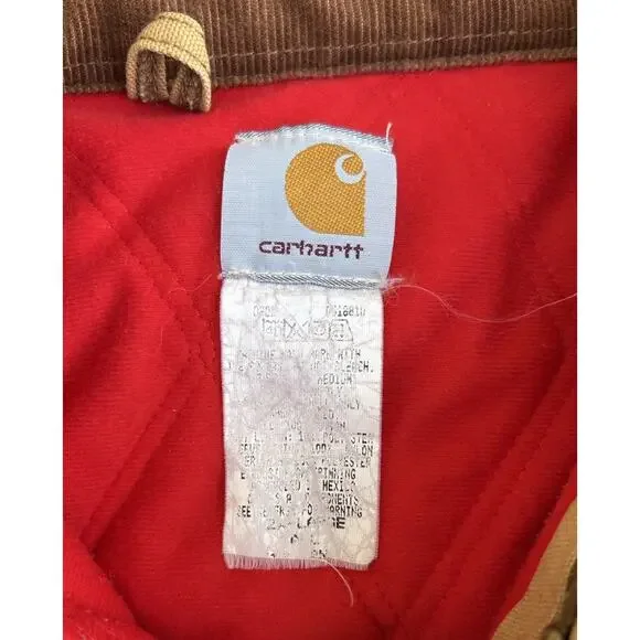 Vintage Carhartt J13BRN Santa Fe Duck Canvas Coat Red Flannel Lined Men’s 2XL - Picture 10 of 11